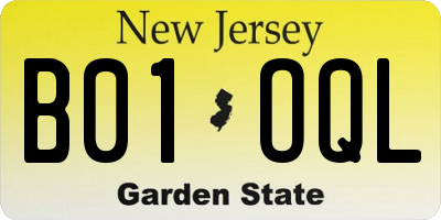 NJ license plate B01OQL