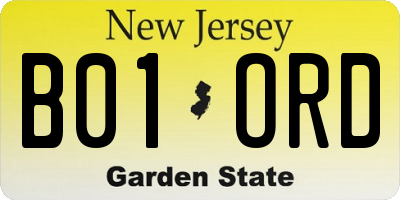NJ license plate B01ORD