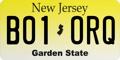 NJ license plate B01ORQ