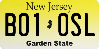 NJ license plate B01OSL