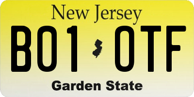 NJ license plate B01OTF