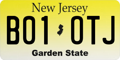 NJ license plate B01OTJ