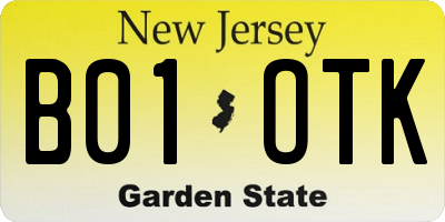 NJ license plate B01OTK