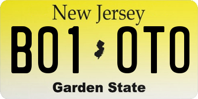 NJ license plate B01OTO