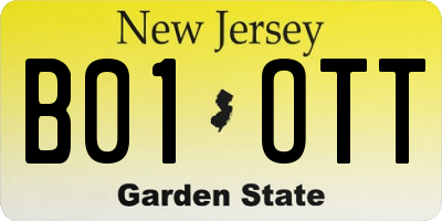 NJ license plate B01OTT