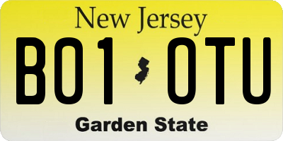 NJ license plate B01OTU