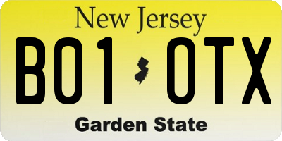 NJ license plate B01OTX