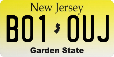 NJ license plate B01OUJ