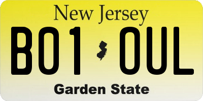NJ license plate B01OUL