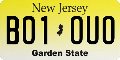 NJ license plate B01OUO