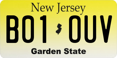 NJ license plate B01OUV