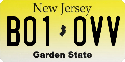 NJ license plate B01OVV