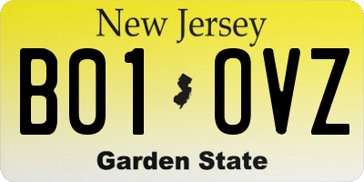 NJ license plate B01OVZ