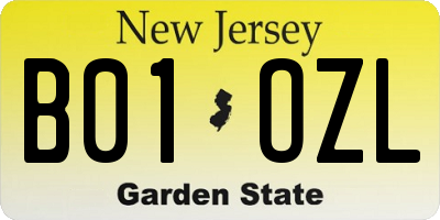 NJ license plate B01OZL