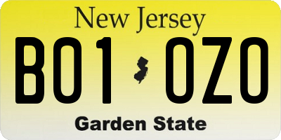 NJ license plate B01OZO