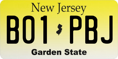 NJ license plate B01PBJ