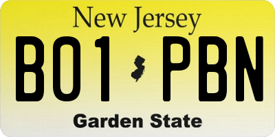 NJ license plate B01PBN