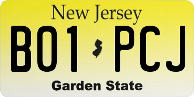 NJ license plate B01PCJ