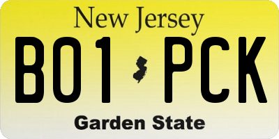 NJ license plate B01PCK