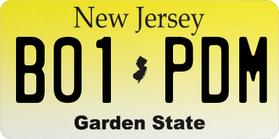 NJ license plate B01PDM