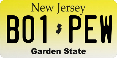 NJ license plate B01PEW