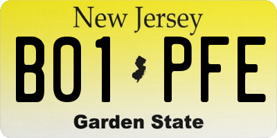 NJ license plate B01PFE