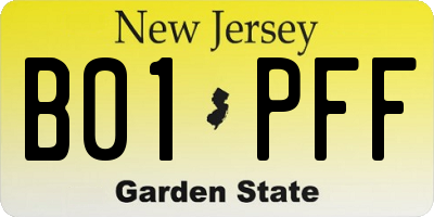 NJ license plate B01PFF