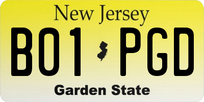 NJ license plate B01PGD