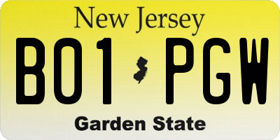 NJ license plate B01PGW