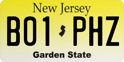 NJ license plate B01PHZ