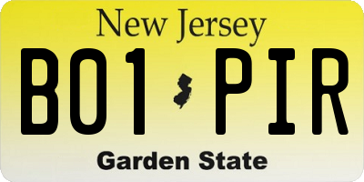NJ license plate B01PIR