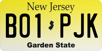 NJ license plate B01PJK