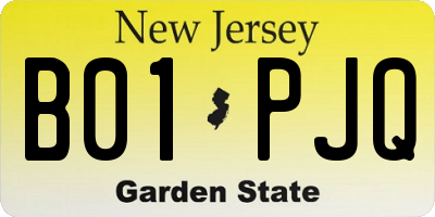 NJ license plate B01PJQ