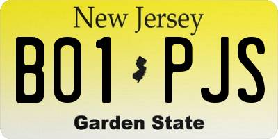 NJ license plate B01PJS