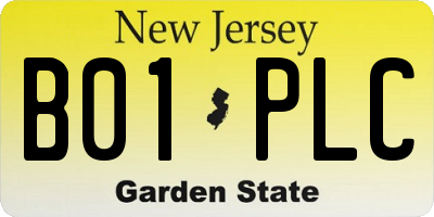 NJ license plate B01PLC