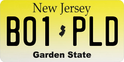 NJ license plate B01PLD