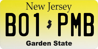 NJ license plate B01PMB
