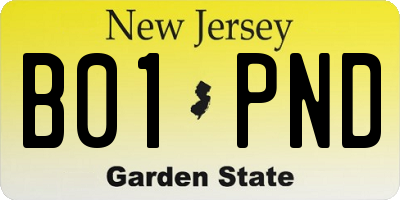 NJ license plate B01PND