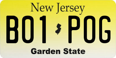 NJ license plate B01POG