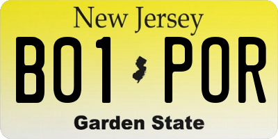 NJ license plate B01POR
