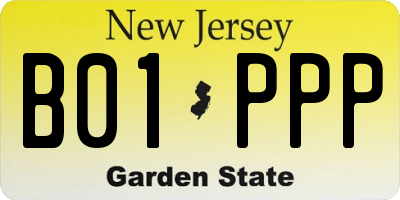 NJ license plate B01PPP