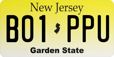 NJ license plate B01PPU