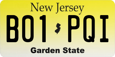 NJ license plate B01PQI