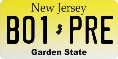 NJ license plate B01PRE