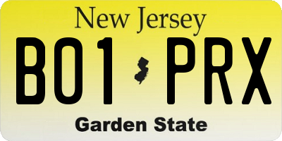 NJ license plate B01PRX