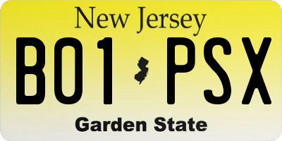 NJ license plate B01PSX