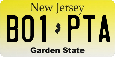 NJ license plate B01PTA