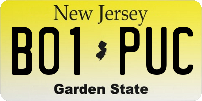 NJ license plate B01PUC