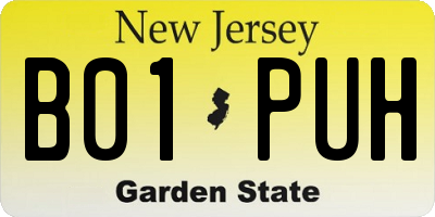 NJ license plate B01PUH