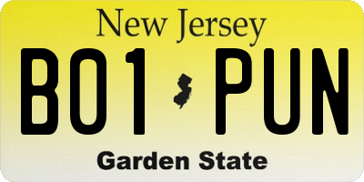 NJ license plate B01PUN